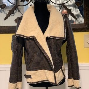 Members Only Faux Leather Bomber Jacket